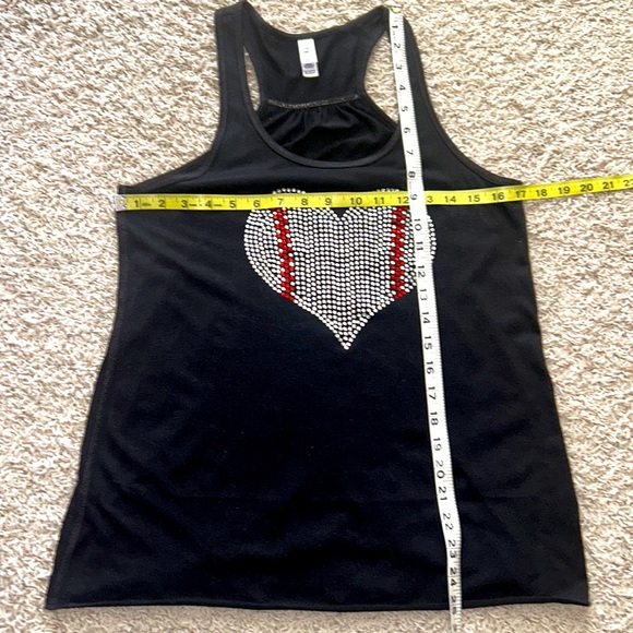 ⚾️BASEBALL TANK❤️with Rhinestones HEART-Shaped Baseball😎Medium Racerback - Picture 9 of 9